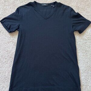 Theory V-Neck T-Shirt Pima Cotton Black Short Sleeve Men's Size XS